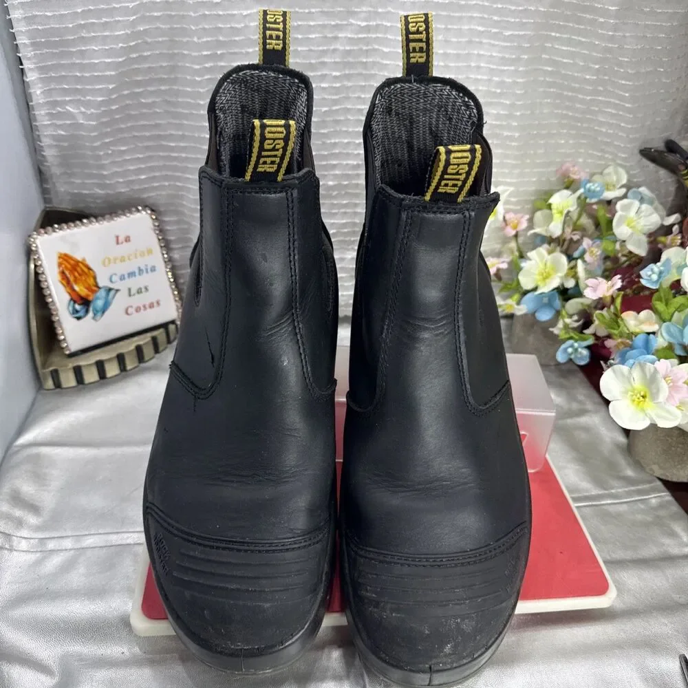 (P5)ROCKROOSTER wide work boots w/steel toe, slip-on, leather safety boots, S/13
